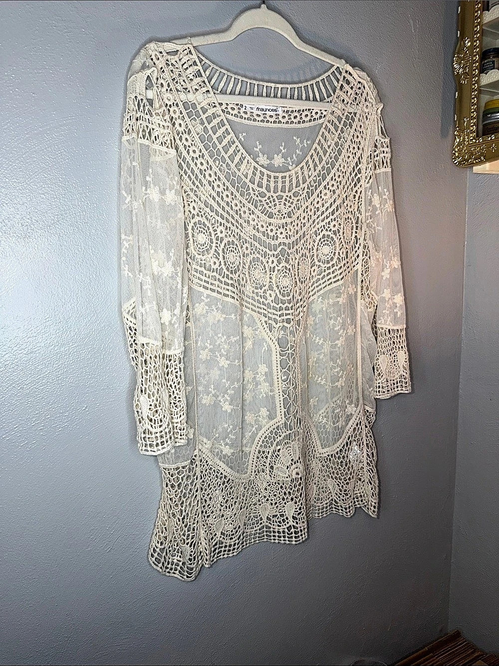 maurices Floral Lace Tunic in cream